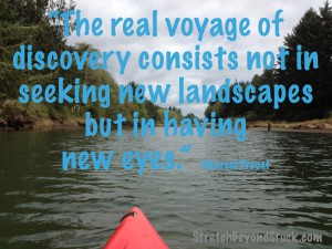 Photo of kayak on river plus quote