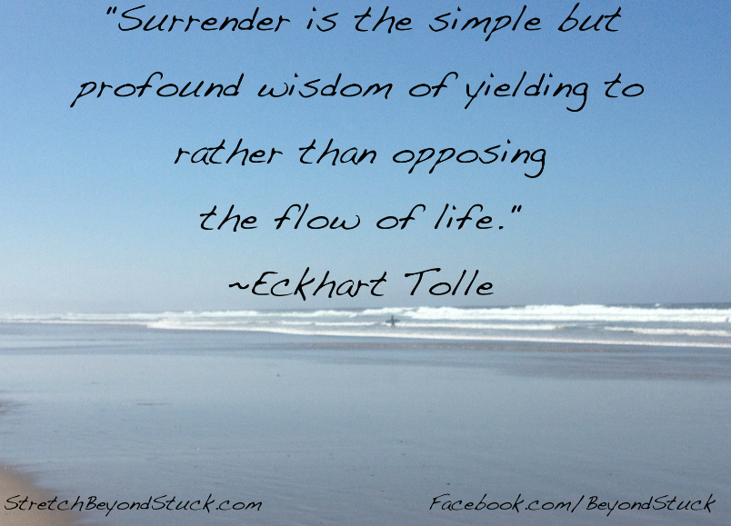 Photo of beach and Eckhart Tolle quote